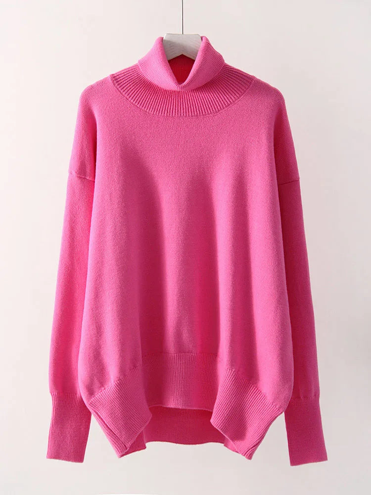 Loose Fitted Turtleneck Sweater’s/Women Winter Pullover Trend’s/Oversize Sweater/New Solid Jumper Turtleneck Sweater’s.