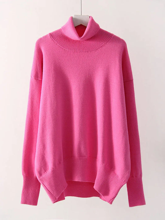 Loose Fitted Turtleneck Sweater’s/Women Winter Pullover Trend’s/Oversize Sweater/New Solid Jumper Turtleneck Sweater’s.