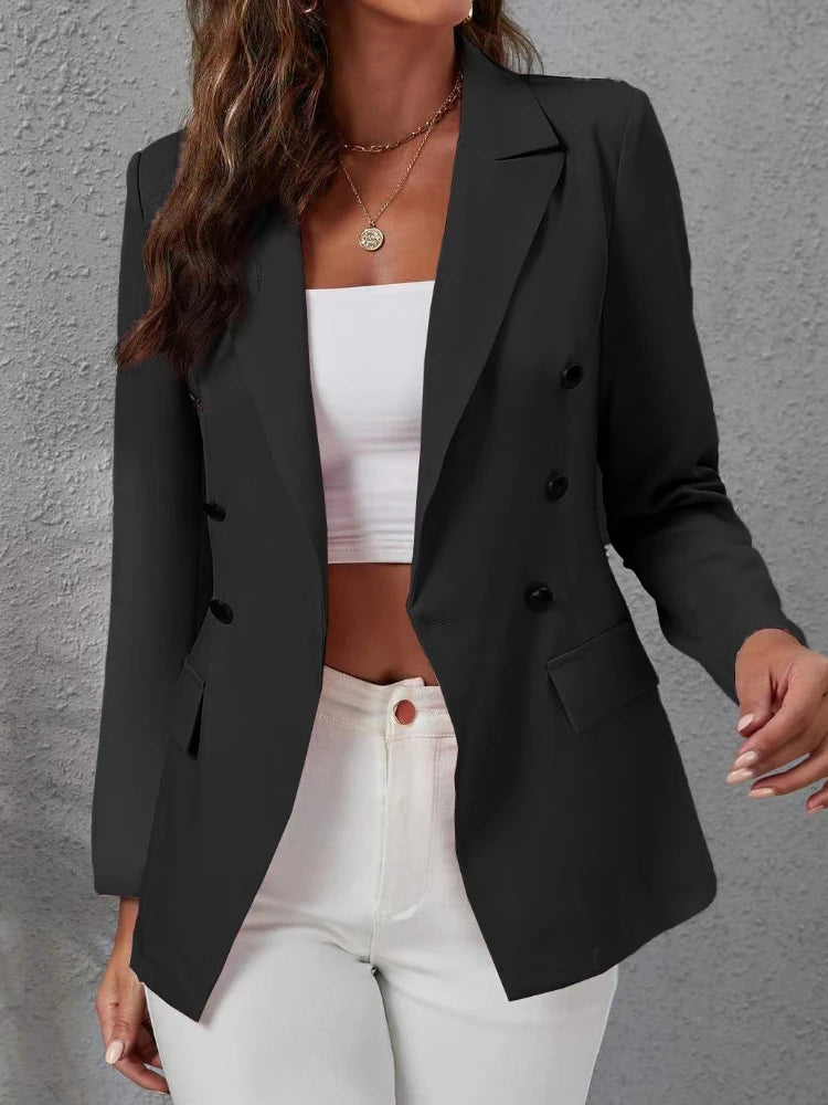 New Classic Winter Blazer’s/Solid Colored Button Up Styled Blazer/Fashion Casual Suit/Slim Fitted Blazers Women.