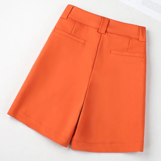 Thin Four-point Short’s/Women New Style Slim High Waist/A-line Casual Wide-leg Temperament Suit Five-point.