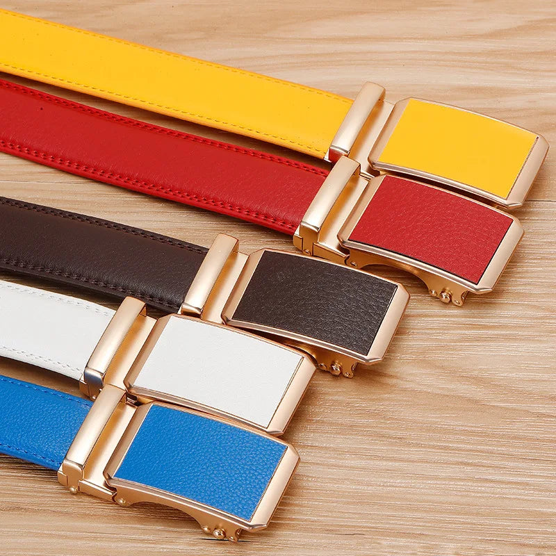 Golden Automatic Buckle Belt/Women Universal Fashion Casual Belt’s/Red Blue/Green/Black/White/Cinturon Female Waistband.