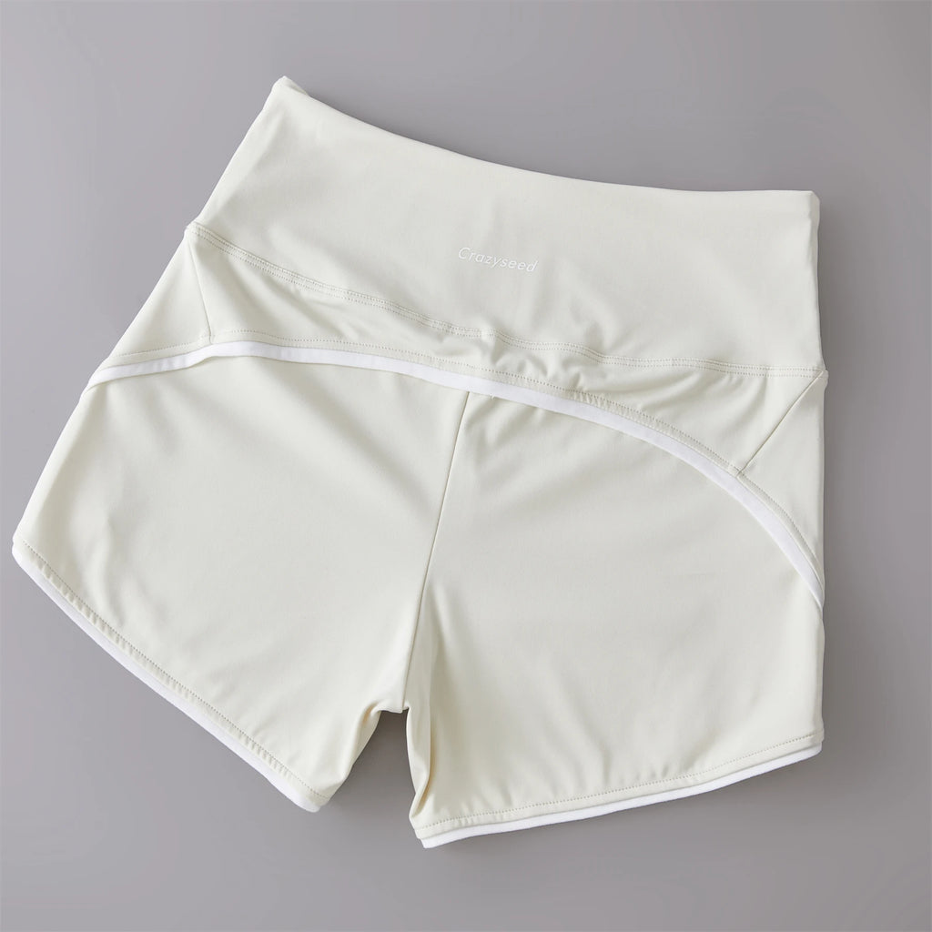 High Colored Temperature Short’s/Color Contrast High Waist Sport’s/Tight Elastic Peach Hip Training Fitness Yoga Hot Pants.