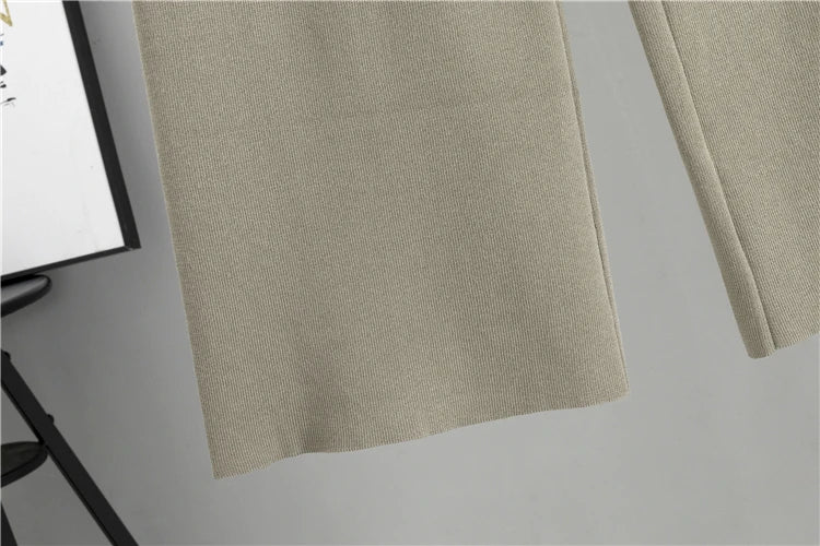 Women’s 3-Piece Knit Cardigan Set | Long Open-Front Coat, Sleeveless Turtleneck Top & Wide-Leg Pants | Fall Winter Lounge & Office Outfit