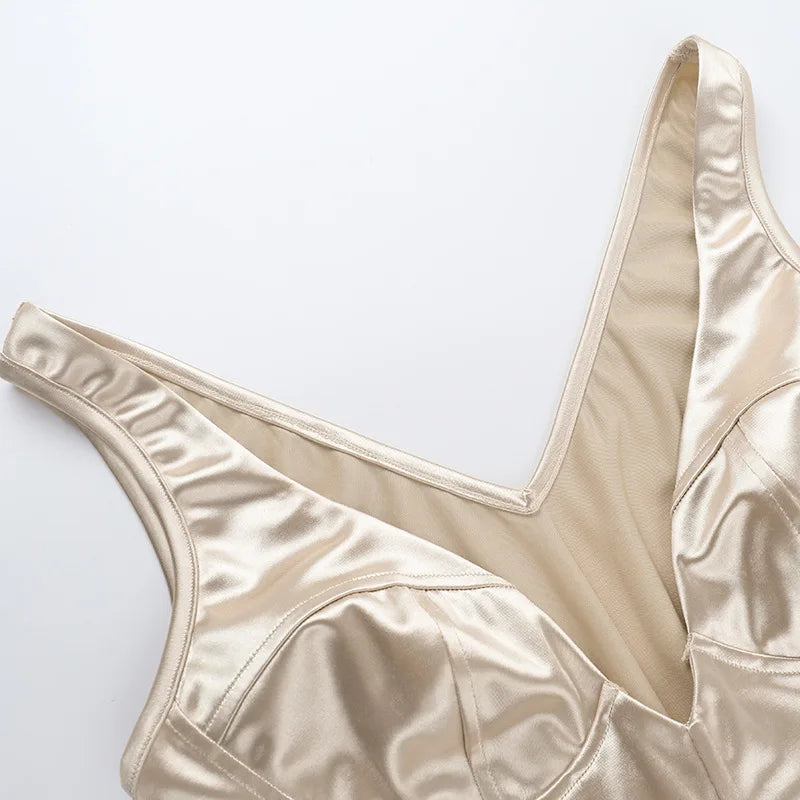 Champagne Satin Sculpt Corset Top