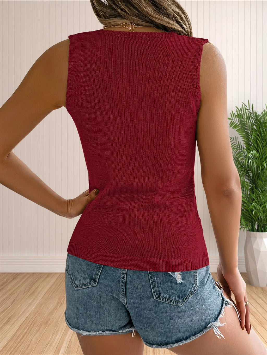 Casual Crochet Tank Top’s/Fashion V Neck Sleeveless Sweater’s/Cropped Lightweight Knit Top’s.