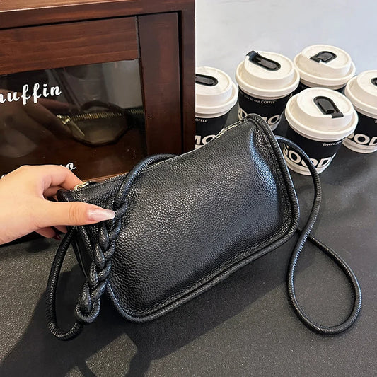 Modern Blend Boutique™ | Luxe Genuine Cowhide Leather Crossbody Bag – Premium Braided Strap Shoulder Purse for Women
