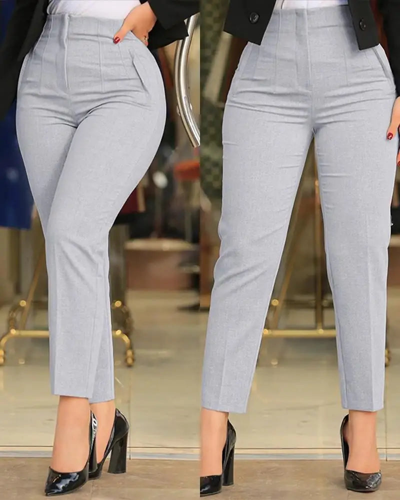 Elegant High Waist Cropped Work Pant’s/All-Match Daily Slim Office Formal Wear Fashion Women's Trousers.