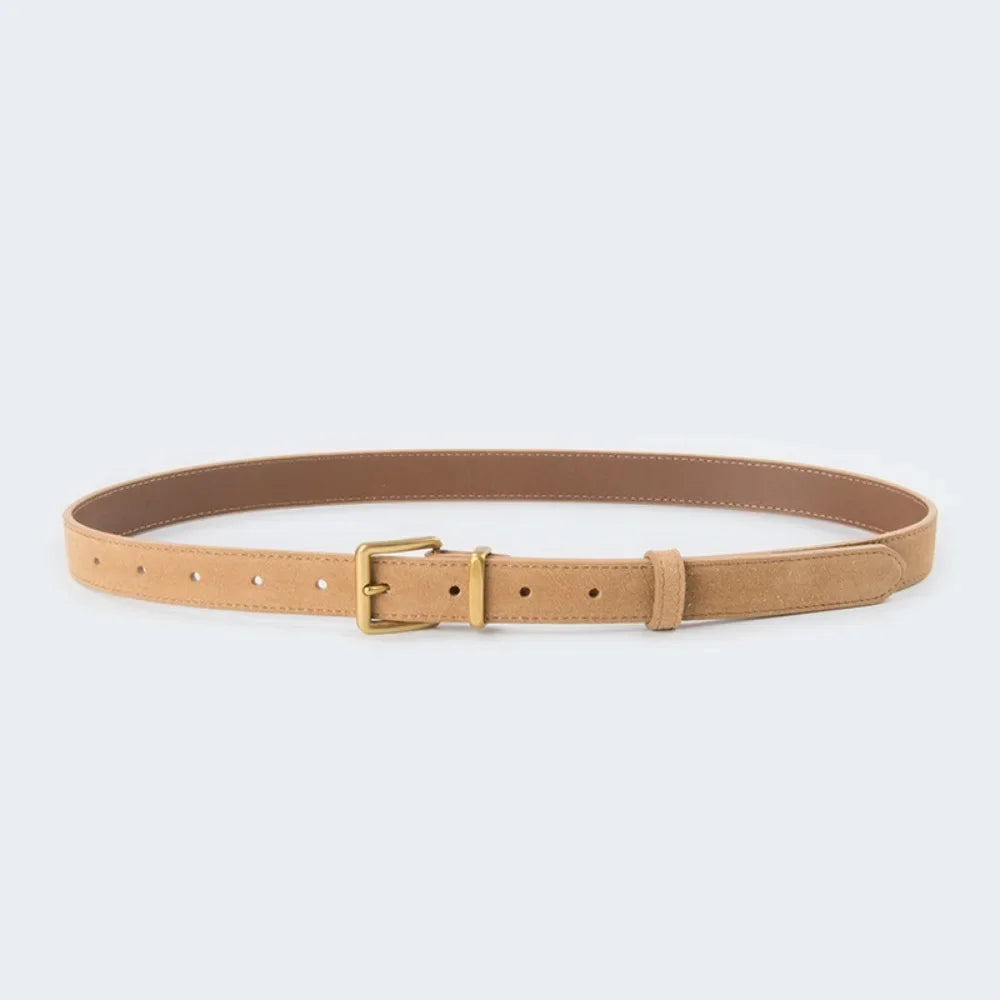 Women Luxury Design Suede Leather Belt Casual Versatile Business Waist Strap Trendy Trouser Dress Belts Gifts