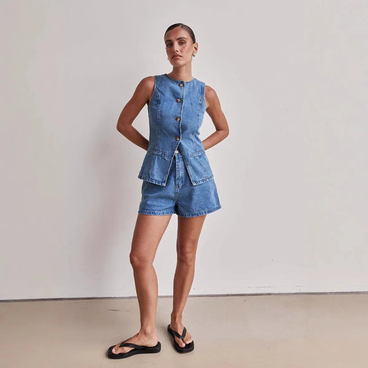 Timeless Denim Elegance™ Two-Piece Set