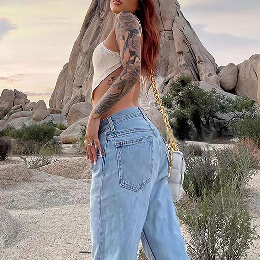 Stylish Wide Leg Baggy Jean’s/Vintage Punk/Low Rise Waist/Loose Denim Pants Streetwear/Trashy Long Skater Trousers.