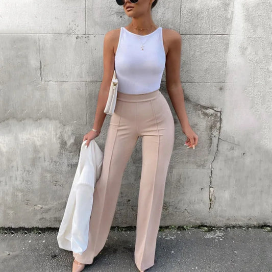 High Rise Bell-Bottoms/Solid Slim Trousers/Trendy Autumn Blended Flared Bottoms.