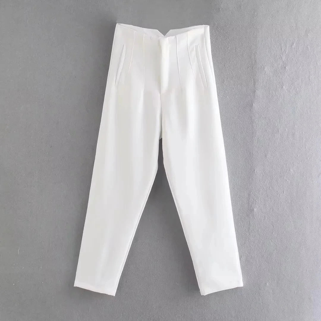 Solid HH Flat Front Pencil Pant’s/High Waist Casual Streetwear/Woven  Trouser’s Office Wear Chic Pant’s.