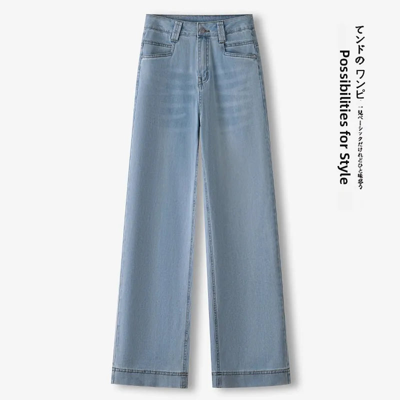 Women’s High-Waist Wide-Leg Jeans | Retro Straight-Leg Denim Pants | Light & Dark Wash