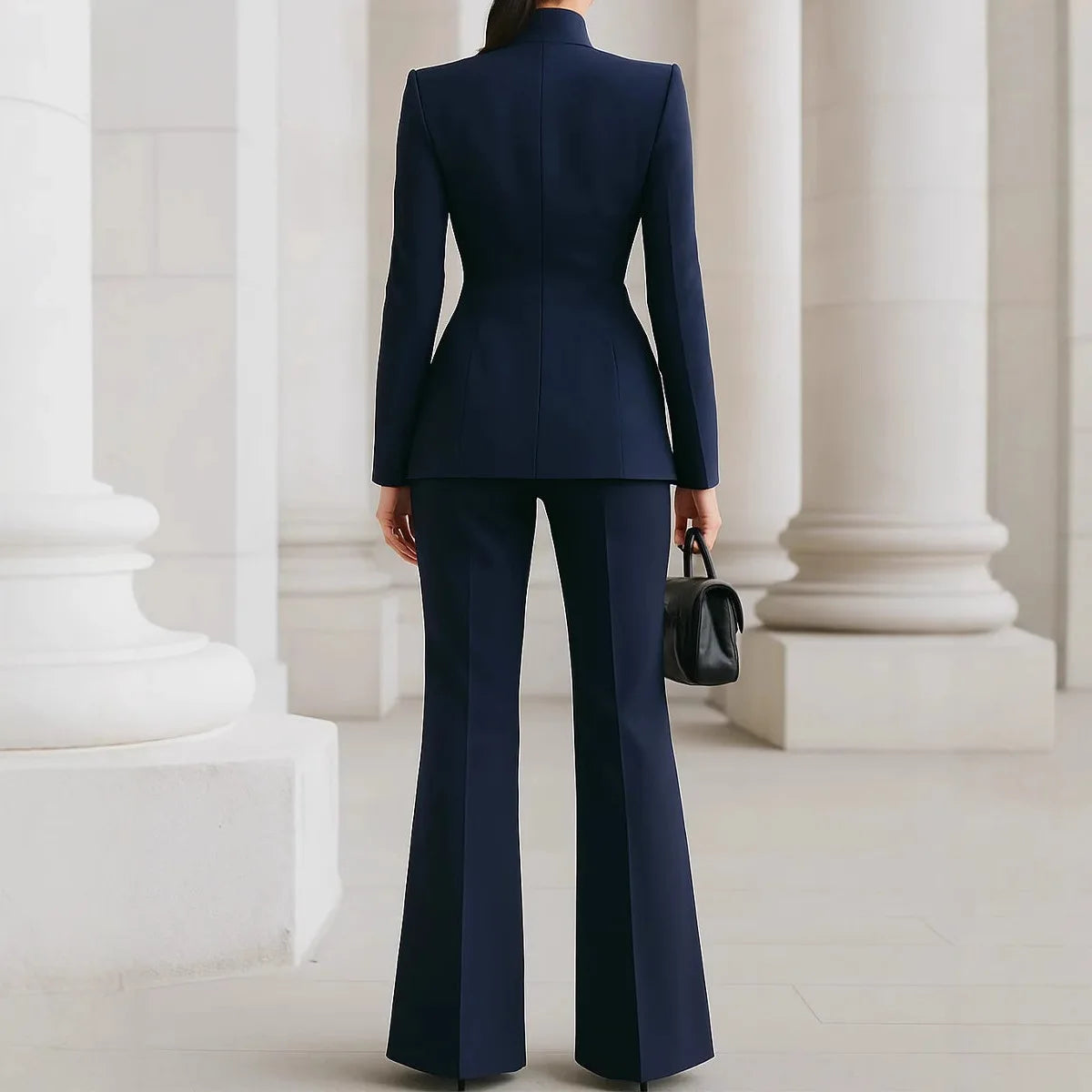 Two-Piece Women’s Tailored Pant Set – Elegant Solid Matching Blazer & Pants
