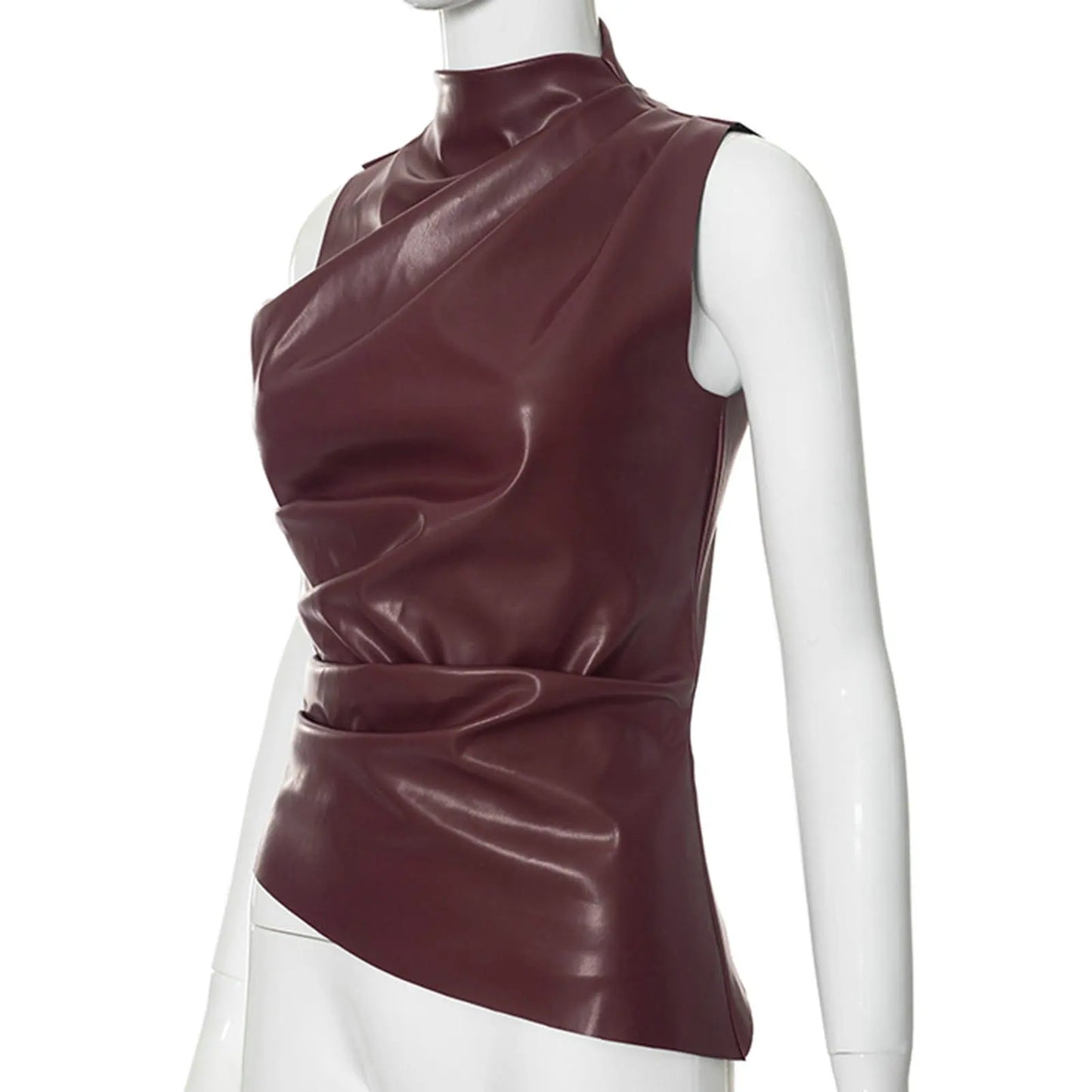 Slim Fit Sleeveless Top Comfortable Slim-fitting Top Stylish Women's Faux Leather Motorcycle Vest with Piled for Fashionable