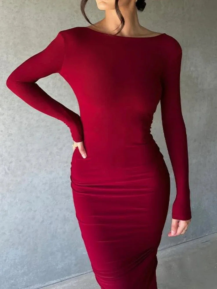 Reversible Deep V Backless Maxi Dress