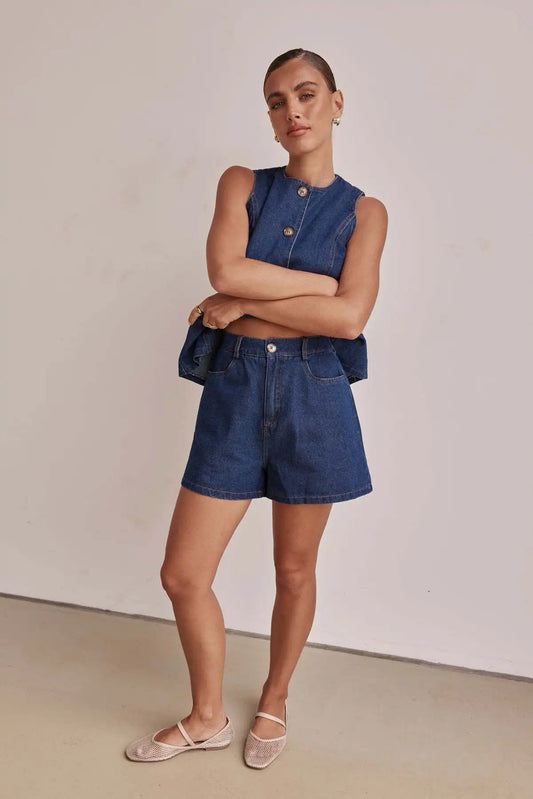 Timeless Denim Elegance™ Two-Piece Set
