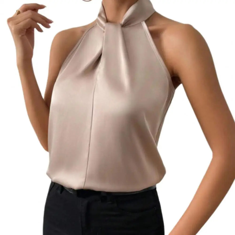 Halter Off Shoulder’s Backless Top’s/ Satin Backless Female Camisole Top/Devine Holiday Blouse/Hanging Neck Strap Vest.