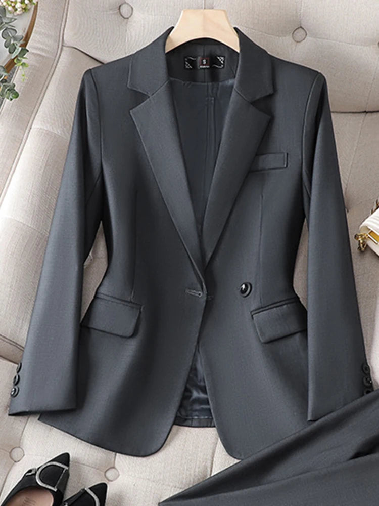 Tailored Long Sleeved Office Blazer/2 Piece Set’s/Elegant Fashion Chic Blazer With Above Knee Skirt.