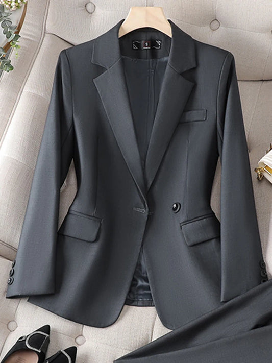 Tailored Long Sleeved Office Blazer/2 Piece Set’s/Elegant Fashion Chic Blazer With Above Knee Skirt.