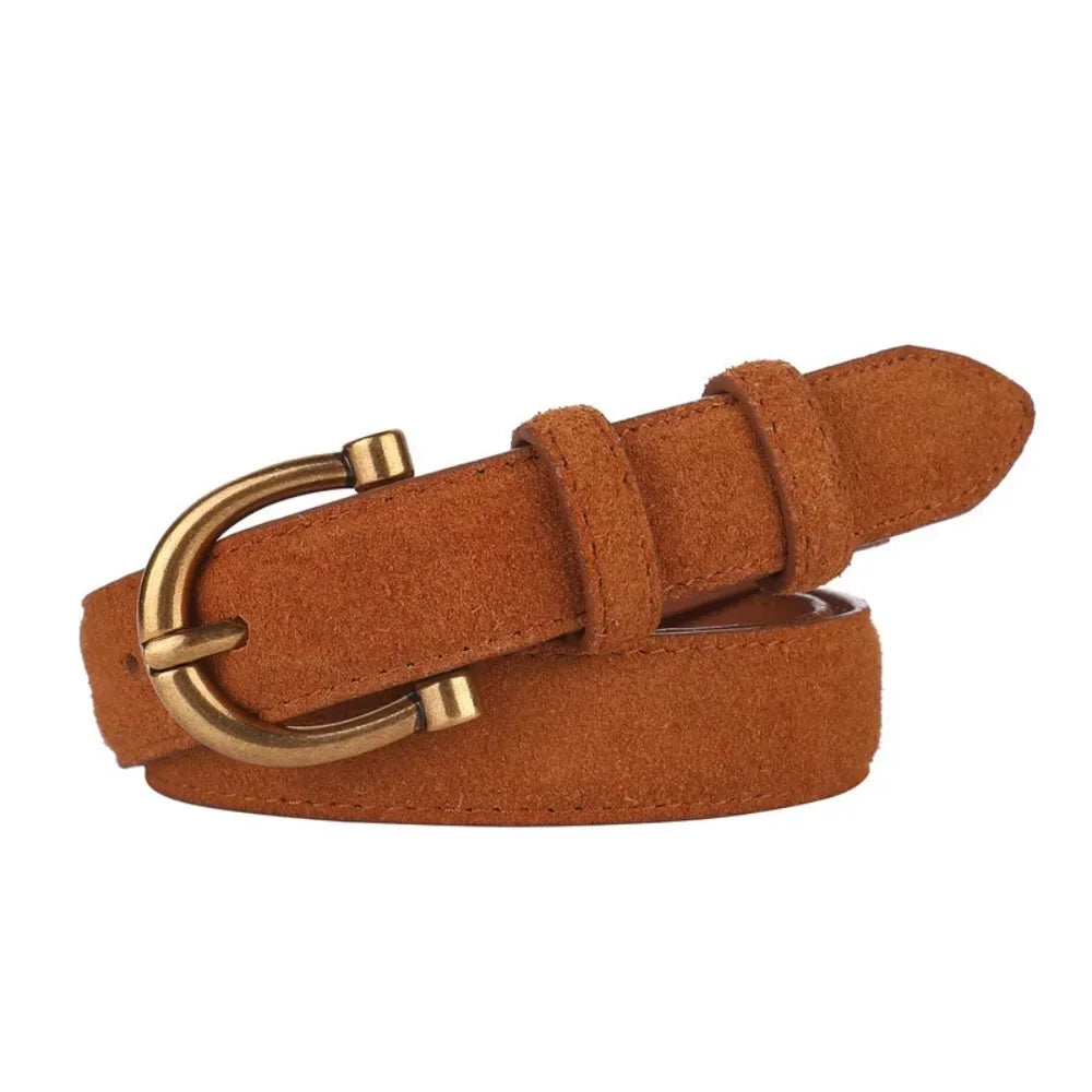 Women Luxury Design Suede Leather Belt Casual Versatile Business Waist Strap Trendy Trouser Dress Belts Gifts