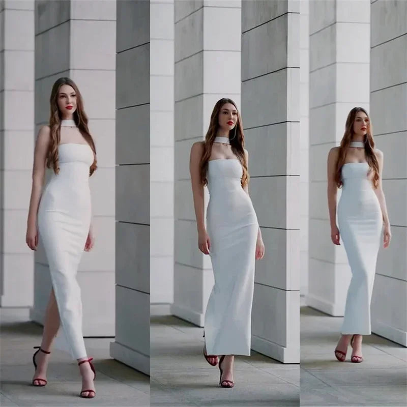 Elegant Halter Neck Bodycon Maxi Dress for Women – Strapless Backless Sleeveless Evening Party Dress | Modern Blend Boutique