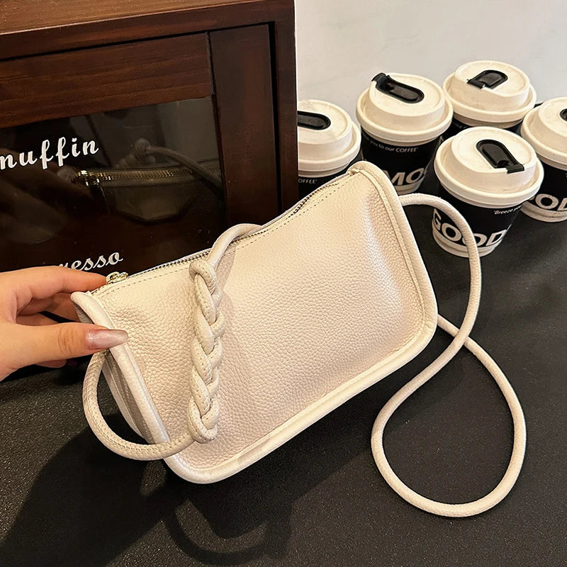 Modern Blend Boutique™ | Luxe Genuine Cowhide Leather Crossbody Bag – Premium Braided Strap Shoulder Purse for Women