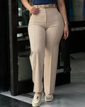 Elegant High Waist Pants/Straight Temperament Trousers/Non-Woven Crafted Design Button Fly Pant’s.