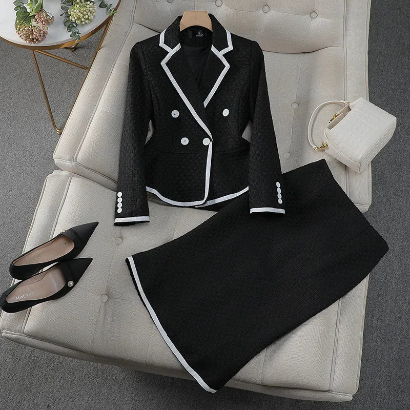 Luxury Celebrity Fragrance Suits Temperament Slim Skinny Occupational Suit Blazer Sets Fishtail Skirt