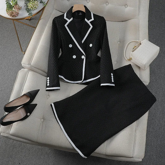 Luxury Celebrity Fragrance Suits Temperament Slim Skinny Occupational Suit Blazer Sets Fishtail Skirt