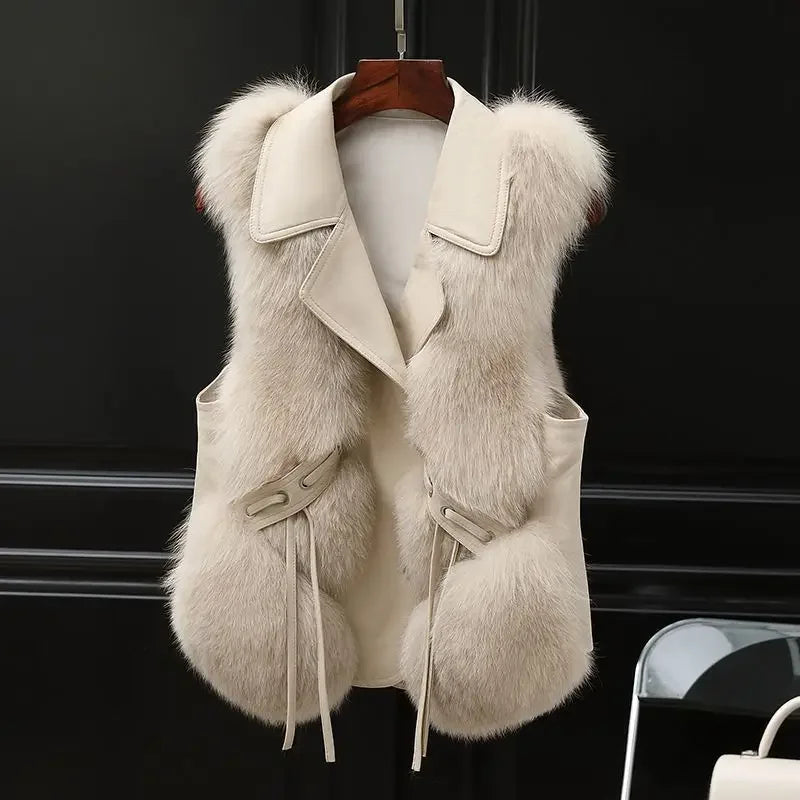 Admirable Winter Fur Coat/Vest Winter Waistcoat/Short Fur Vest Female Vestcoat.