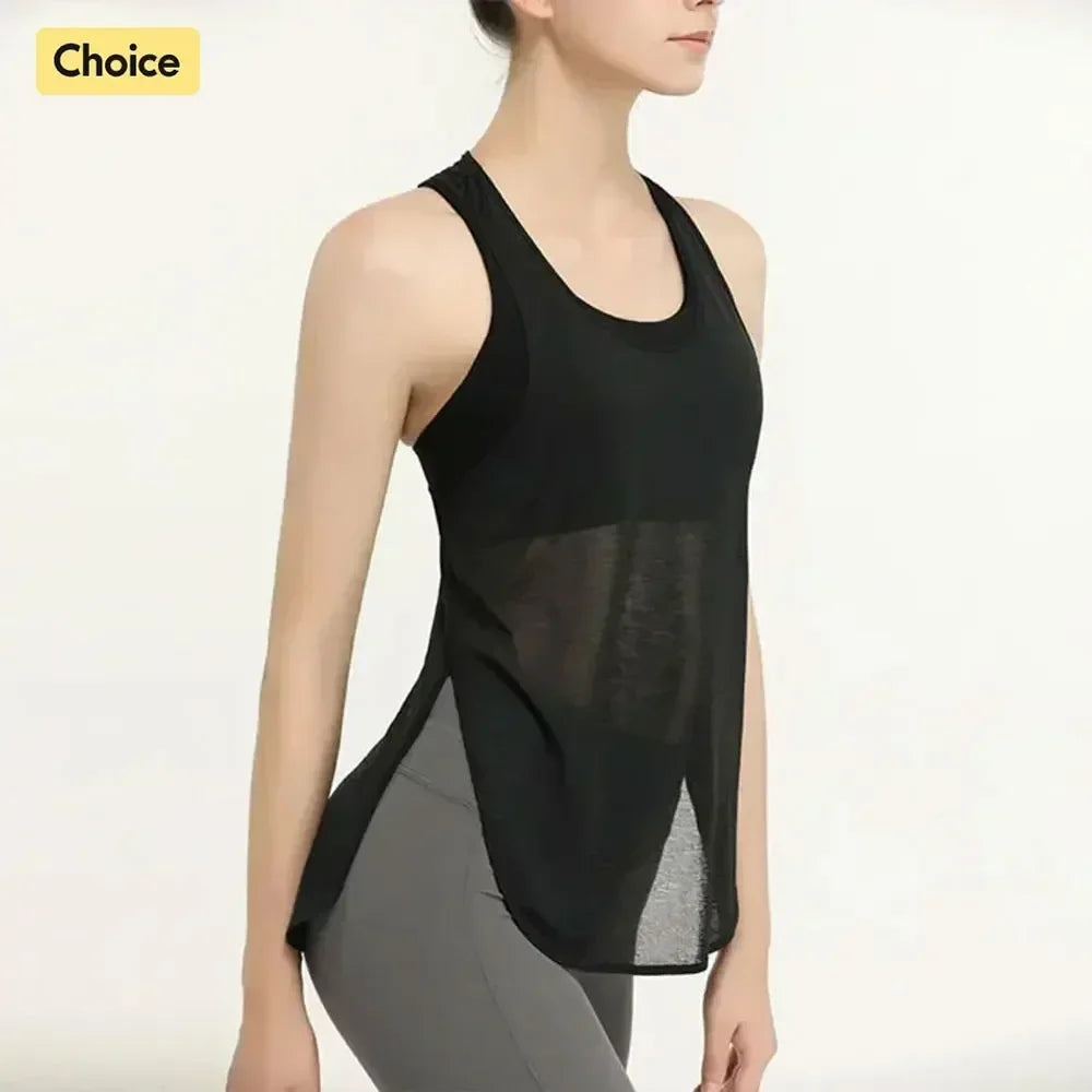 Training Yoga Sport Vest’s/Gym See Through Yoga Fitness Shirt/Top Black Running Vest/Women's Jogger Shirts Workout Wear.