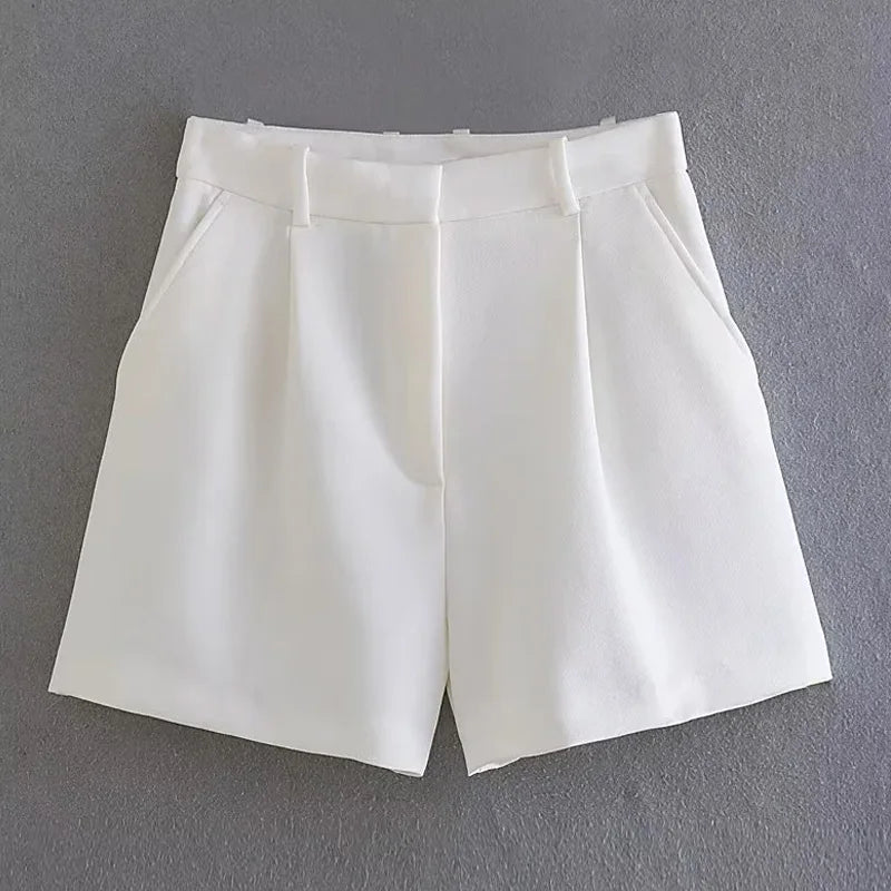 HXAO Female Short’s/Pleated Baggy White Shorts For Women Casual High Waist Short Pants