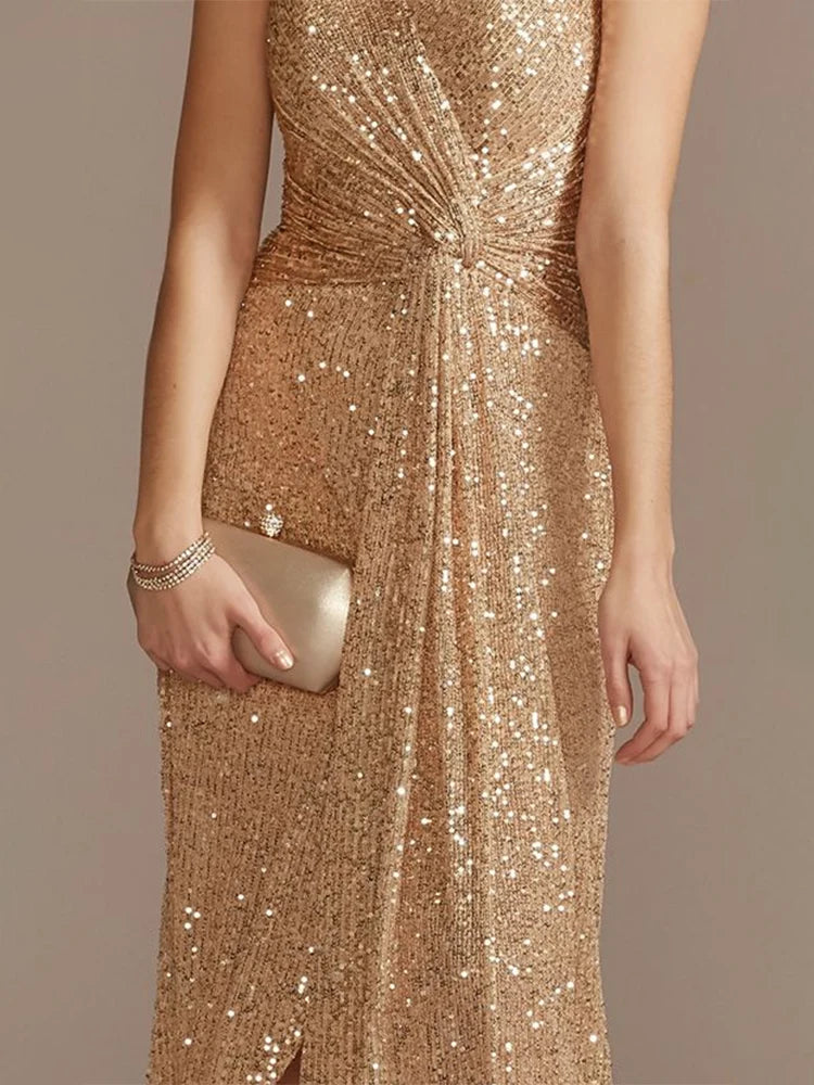 Luxury Floor Length V-Neck Evening/ Dresses Elegant Slit Party Women/Sequins Formal Cocktail Prom Gowns.