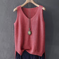 Pullover Women's V-neck Blouse/Thin Knitted Loose Tops/Basic Solid Color Sleeveless/T-shirt For Women Casual Blouses.