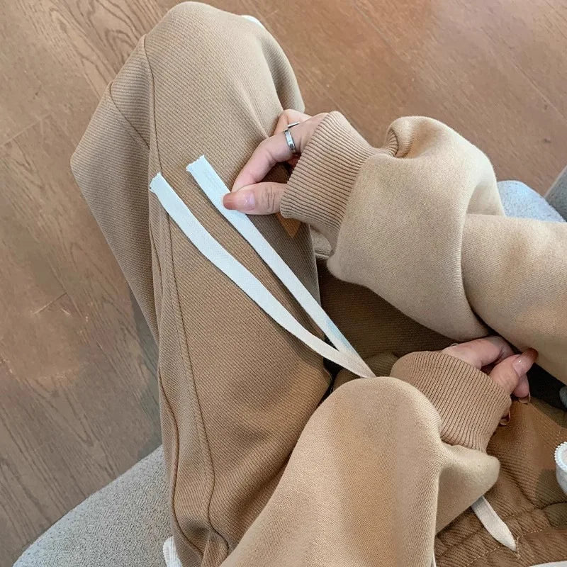 Solid Narrow Wide-leg Pant’s/High Waist Drooping Slim Casual Straight American Sport’s.