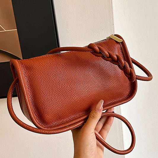 Modern Blend Boutique™ | Luxe Genuine Cowhide Leather Crossbody Bag – Premium Braided Strap Shoulder Purse for Women