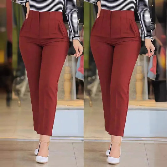 Elegant High Waist Cropped Work Pant’s/All-Match Daily Slim Office Formal Wear Fashion Women's Trousers.