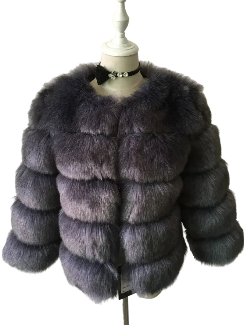Faux Fur Coat’s For Winter/Women Short Coat Y2k Warm Furry Outerwear/O~Neck Knitted Puffy Warm Coat’s.