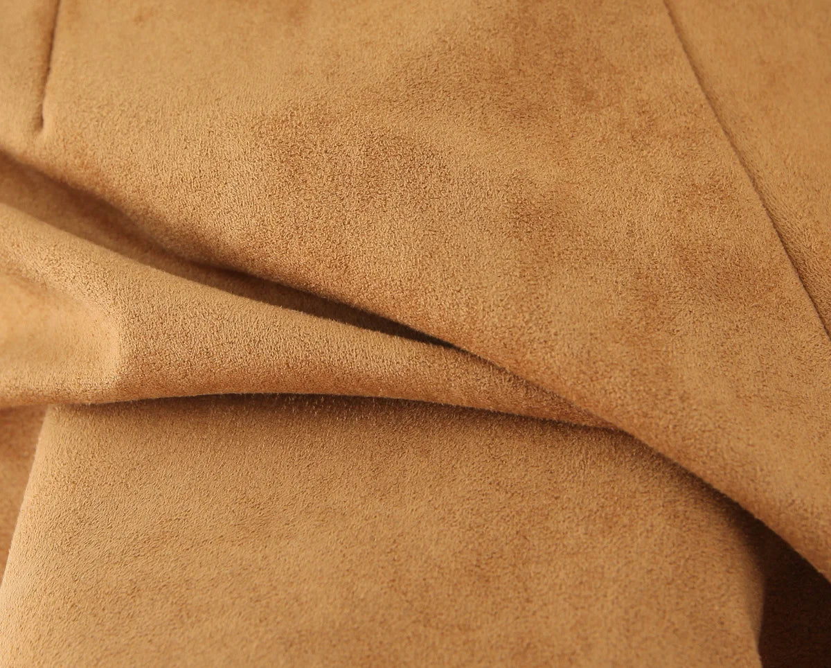 YENKYE Retro Brown Faux Suede Shorts for Women – High-Waist Casual Vintage Short Pants