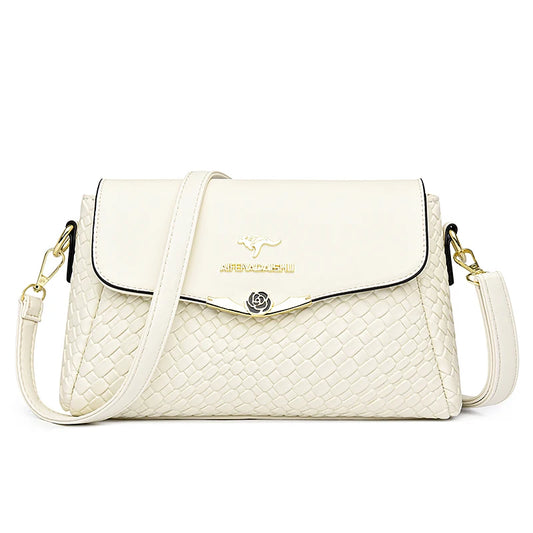 Versatile Luxury Handbag/Pu Leather Knitting/Shoulder Crossbody Bags/Cell Phone Pocket interior Zipper.