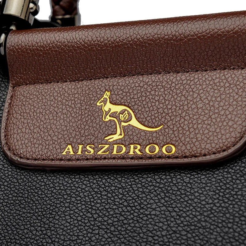 Elegant Genuine Leather Tote Handbag – Luxury Pattern Shoulder Bag with Braided Handle & Adjustable Strap
