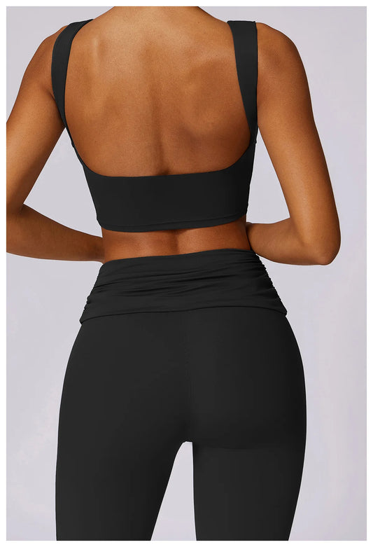 High-Waisted Flared Active Pants with Sculpting Fit – Neutral Beige