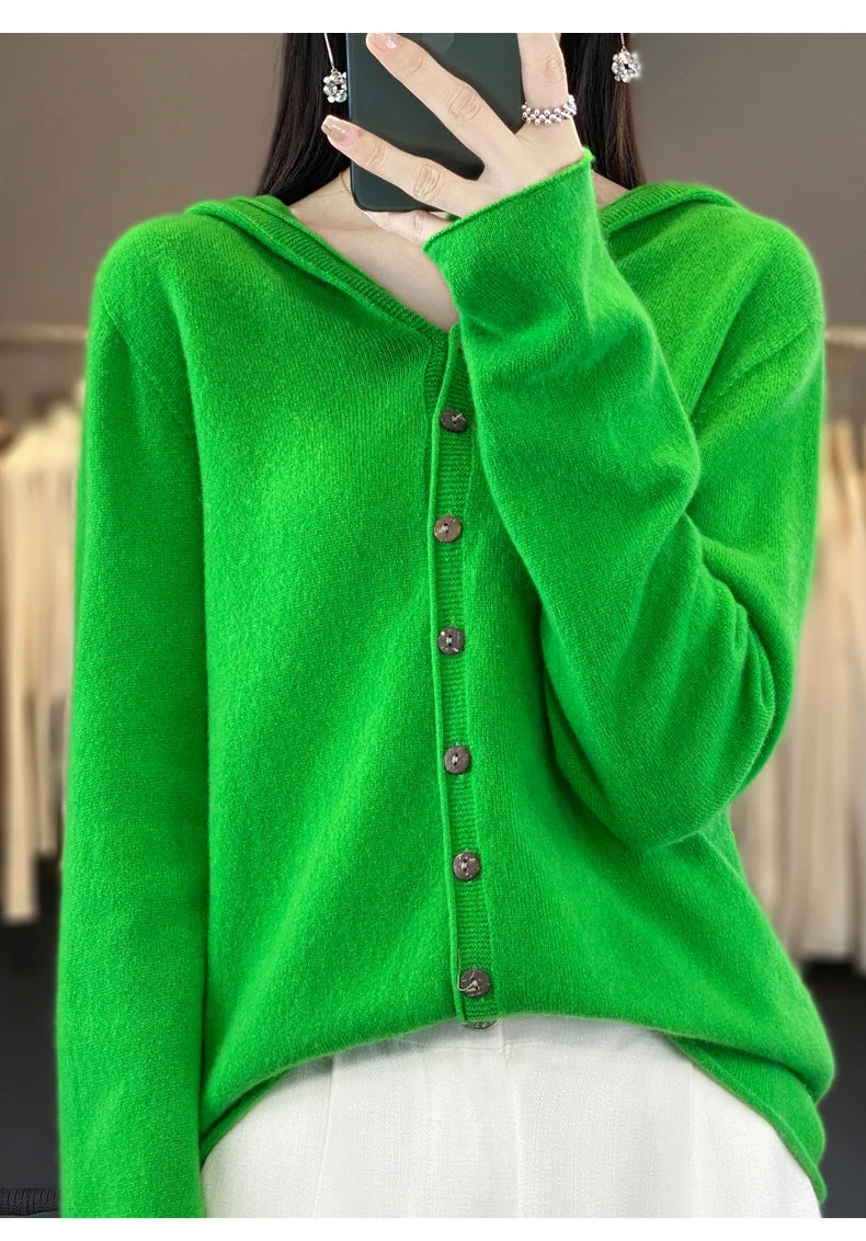 Women’s Soft Knit Hooded Button-Up Cardigan | Cozy Lightweight Hoodie Sweater for Fall & Winter | Casual Chic Layering Top