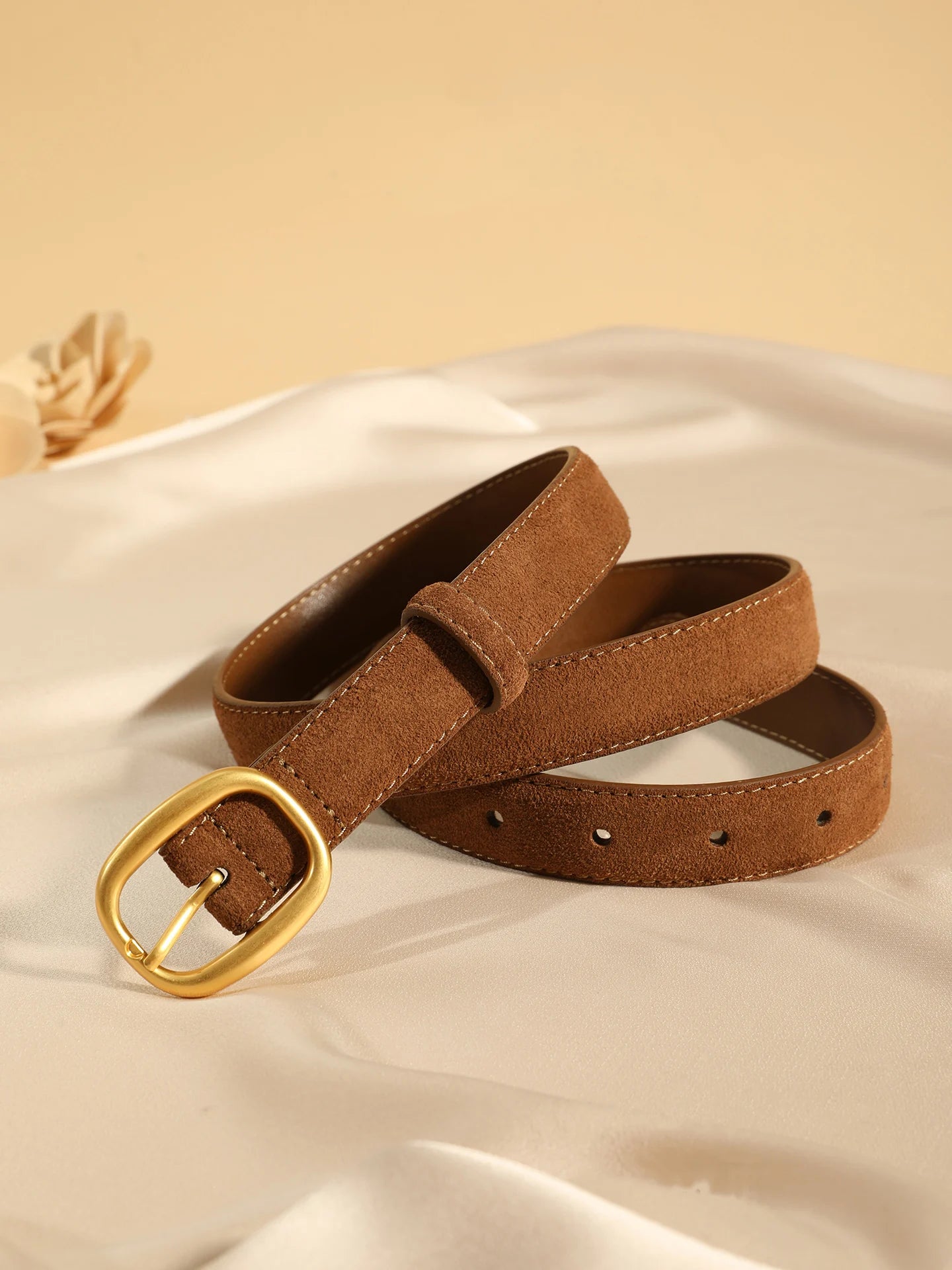Suede Leather Skinny Fitted Belt/ Slim Waistband/Gold Buckle black Gray Casual Accessory for Jeans Pants & Dresses.