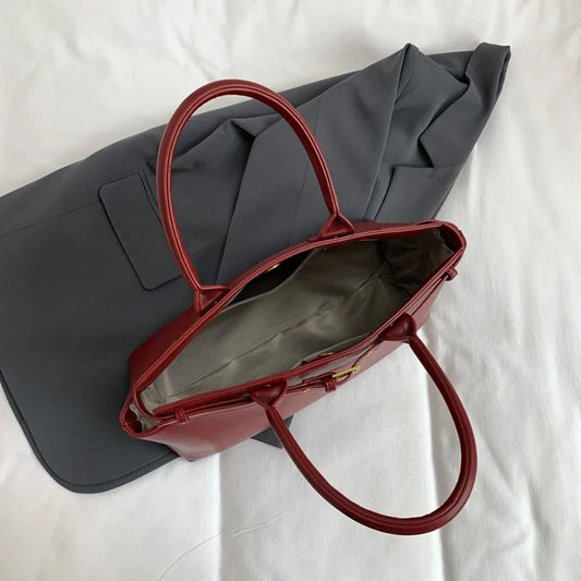 Luxury Large Capacity Tote Bag for Women – Elegant PU Leather Designer Work Handbag