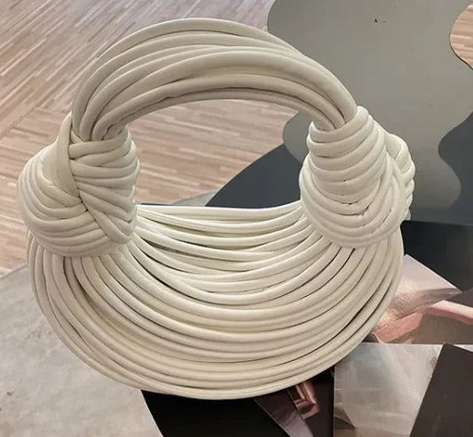 New Gold Luxury Designer Brand Handwoven Noodle Bags Rope Knotted Pulled Hobo Silver Evening Clutch Chic.