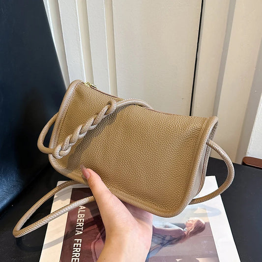 Modern Blend Boutique™ | Luxe Genuine Cowhide Leather Crossbody Bag – Premium Braided Strap Shoulder Purse for Women