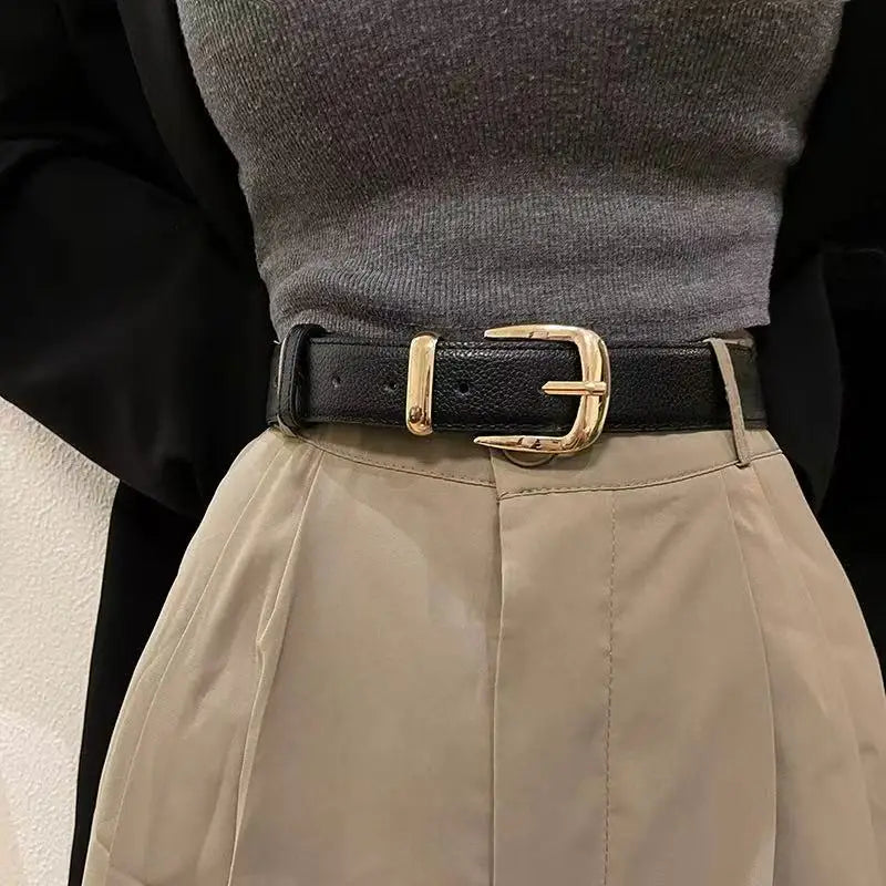 Solid Color Retro Belt/Elegant PU  Suitable for All Four Seasons Belt.
