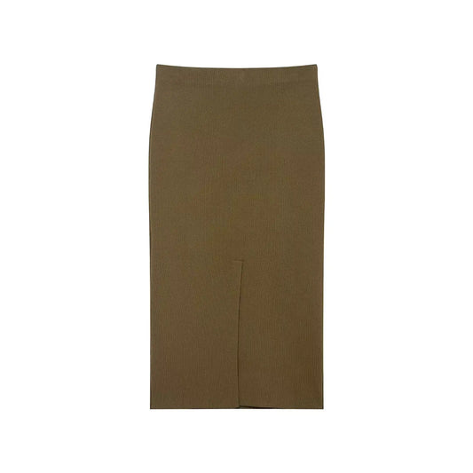 Women’s Olive Green Knit Blazer & Midi Skirt Set | Elegant Two-Piece Business Casual Suit | Fall Winter Fashion